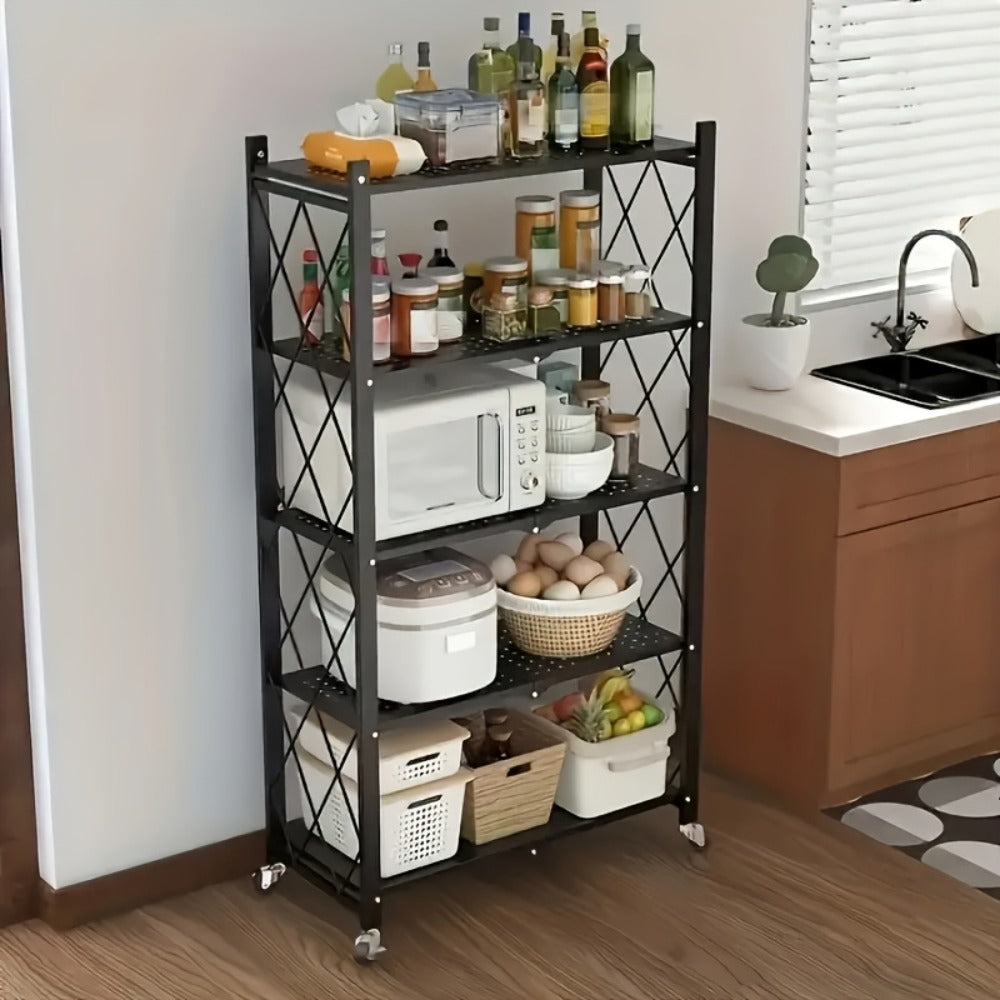 Rolling Storage Rack with Wheels, 3, 4 or 5 Tier Portable Movable Shelving Unit, No Assembly Required