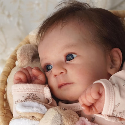 Reborn Doll, 19-Inch Full Silicone-Vinyl Figure with Poseable Limbs, Hand-Tied Hair and Accessory Set