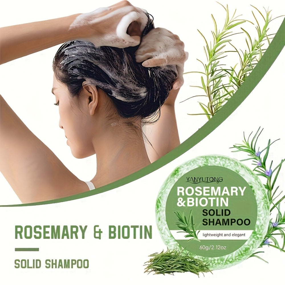 Rosemary Biotin Solid Shampoo Bar 3 Pack – Plant-Based Nourishing Mild Non-Irritating Formula for Sleek Smooth Hair, Scalp Care