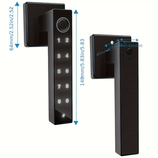 Smart Door Lock Black Lever with Fingerprint Keypad IC Card App Key and Left Right Hand Setup