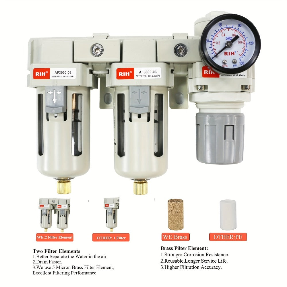 Air Filter Regulator Combo AC3110-03 High Pressure Compressed Air Treatment Unit - FRL for Entryways, Bedrooms and Living Spaces