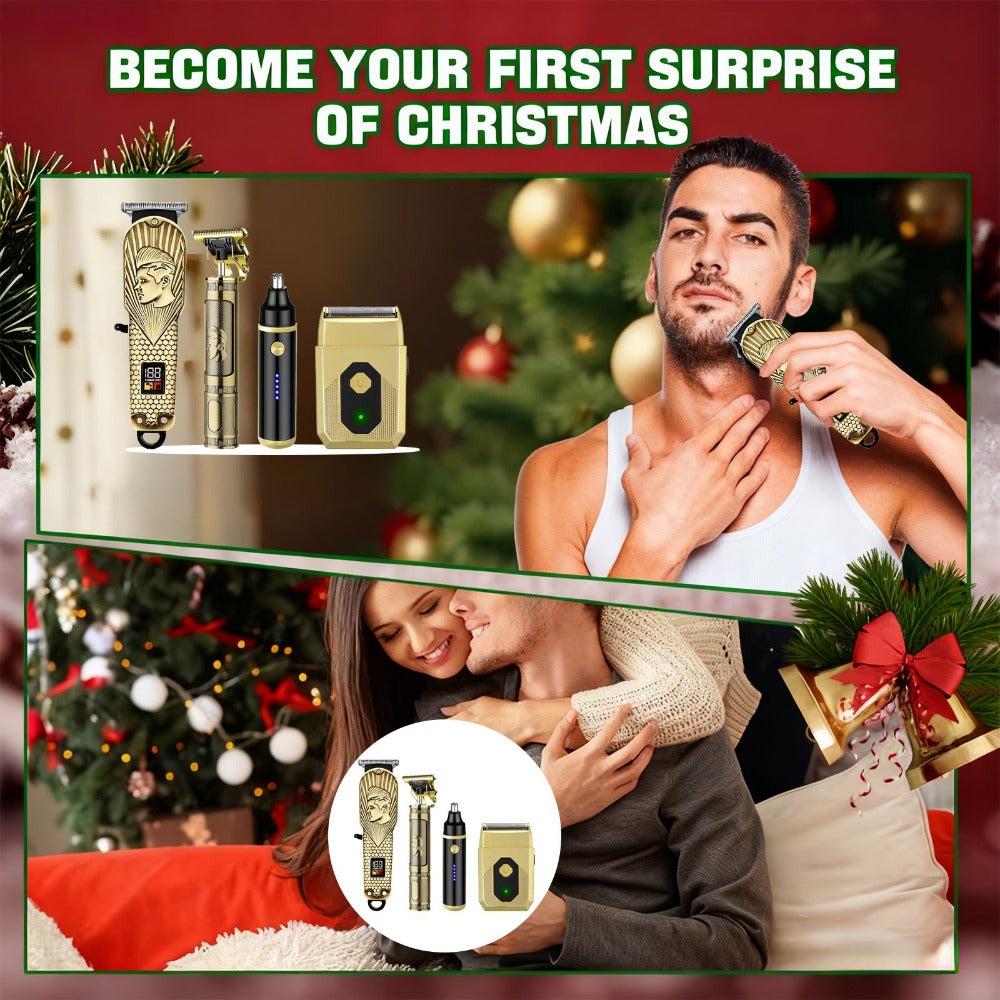USB Precision Hair Clipper Set for Men, Wireless Electric Clippers & Nose Trimmer Shaver for Everyday Face, Beard and Body Grooming