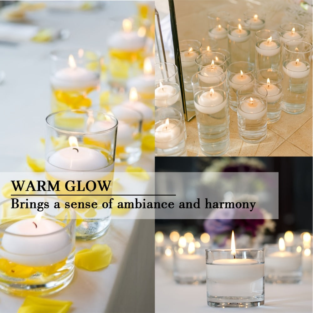 Floating Candles White 42 Pack Glitter Embellished Small Candle Set for Christmas Halloween Easter Thanksgiving Day of the Dead