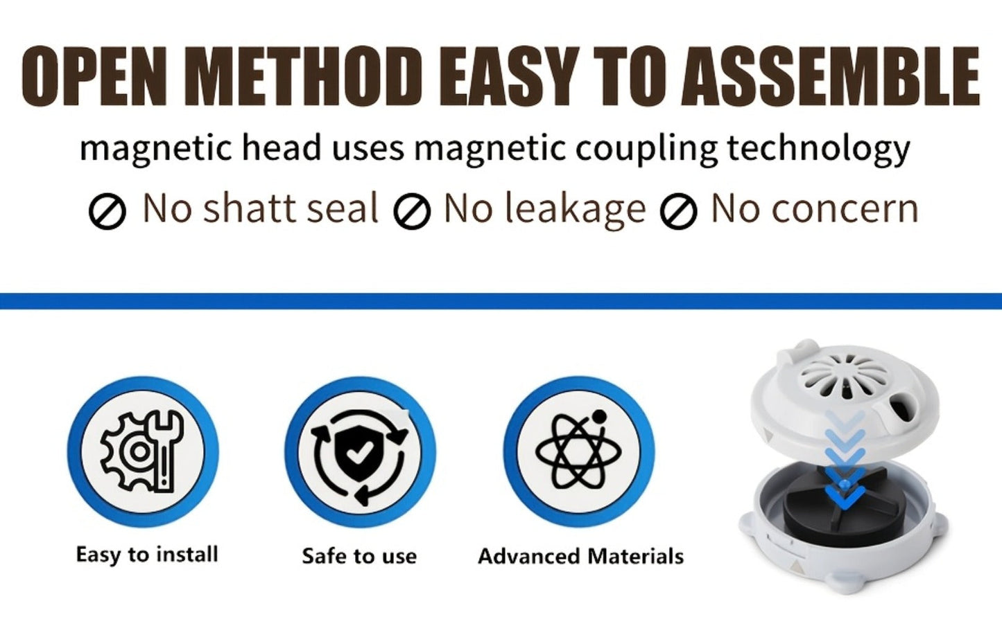 Pipeless Jet Motor for Pedicure Spa Chair Magnetic Jet Head Propeller Cap Complete Replacement Kit LURACO