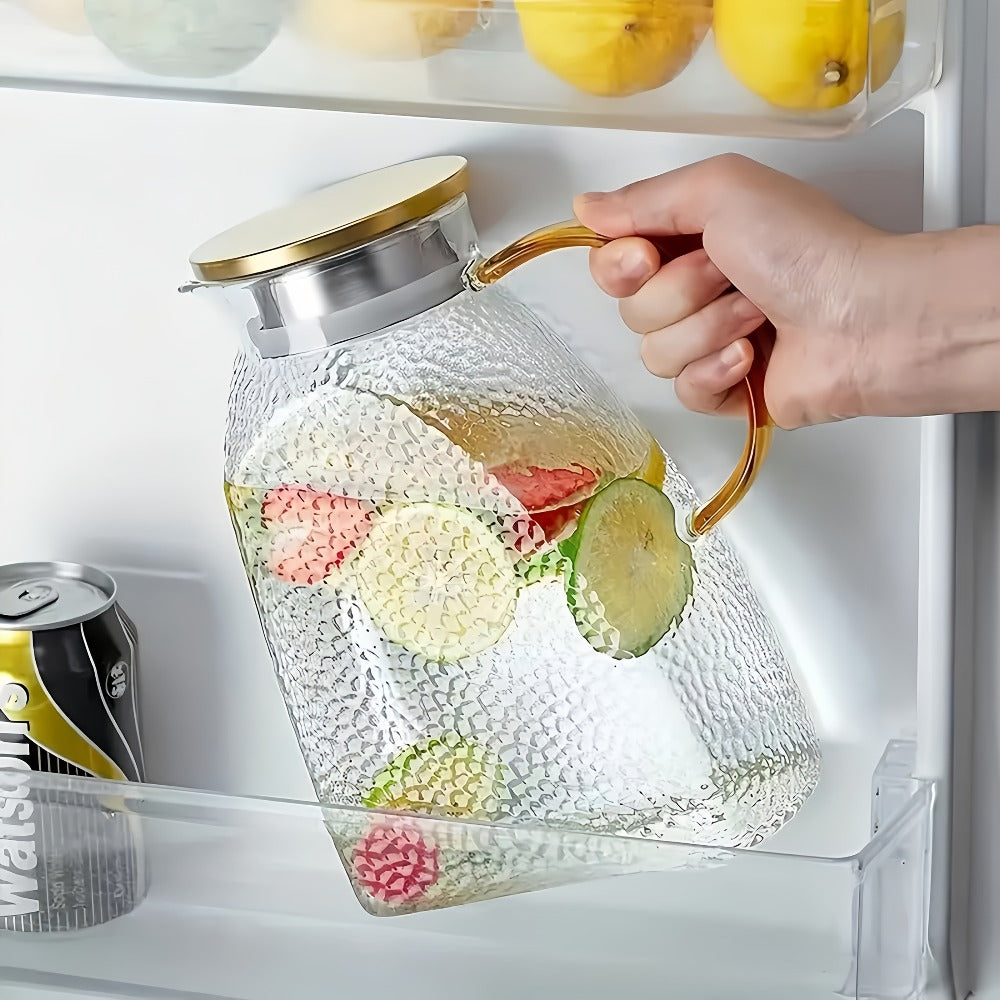 Glass Water Bottle Kettle Set – Heat-Resistant Large Capacity Fridge Door Storage with Cleaning Brush & Long Spoon – Perfect for Iced Tea