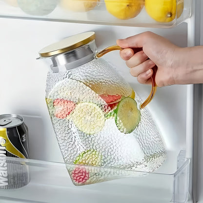 Glass Water Bottle Kettle Set – Heat-Resistant Large Capacity Fridge Door Storage with Cleaning Brush & Long Spoon – Perfect for Iced Tea