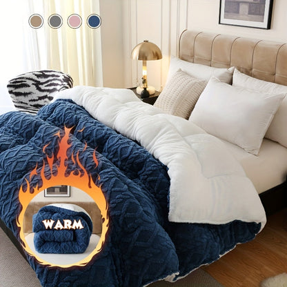 Sherpa Comforter Double-Sided Plush Taffeta, Extra Thick 500GSM Warm Fluffy Comforter for Autumn & Winter – Soft Cozy Bedding for Twin XL