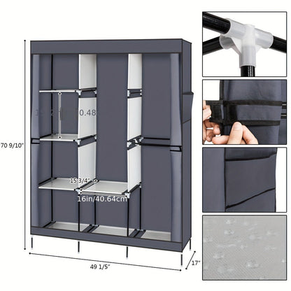 Portable Closet Wardrobe Organizer 71" Clothes Rack with Shelves, Freestanding Bedroom Storage Closet System
