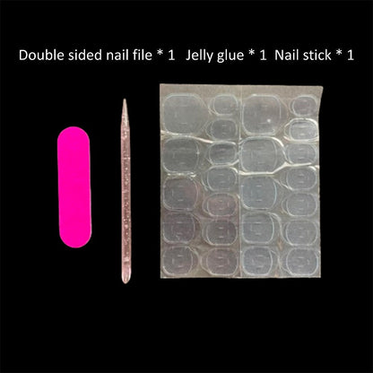 Press On Nails 10-Piece Medium Almond Glitter Color-Block Set with AB Crystal Rhinestones and Tool Kit