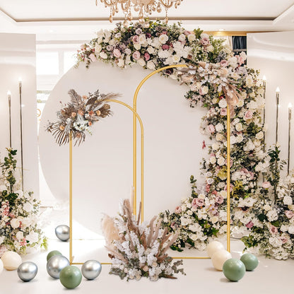 2-Piece Wedding Arch Backdrop Frame Set 7.2FT+6FT Metal Balloon Arch Stand for Wedding for Entryways, Bedrooms and Living Spaces