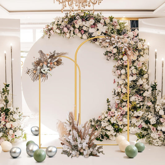 2-Piece Wedding Arch Backdrop Frame Set 7.2FT+6FT Metal Balloon Arch Stand for Wedding for Entryways, Bedrooms and Living Spaces