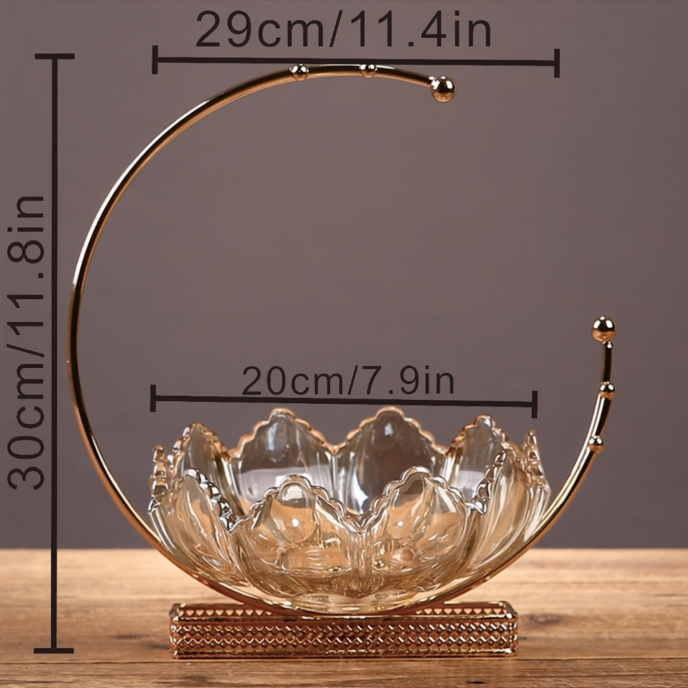 Glass Fruit Bowl Decorative Serving Tray – Modern Minimalist Centerpiece for Living Room, Dining & Kitchen | European Luxury Style Home