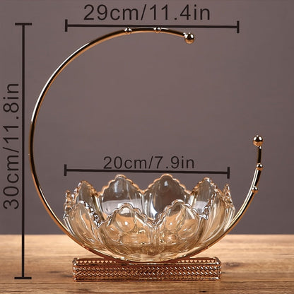 Glass Fruit Bowl Decorative Serving Tray – Modern Minimalist Centerpiece for Living Room, Dining & Kitchen | European Luxury Style Home