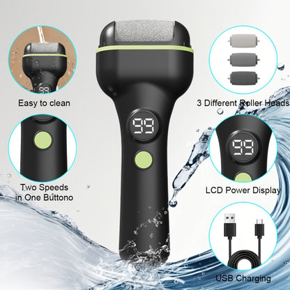 Foot Callus Remover Electric Rechargeable 3 Interchangeable Grinding Heads LCD Display Portable Electronic