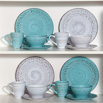 16-Piece Ceramic Dinnerware Set Service for 4 – Stoneware Plates Bowls Mugs Chip Scratch Resistant Dishwasher Microwave Safe Holiday Gift