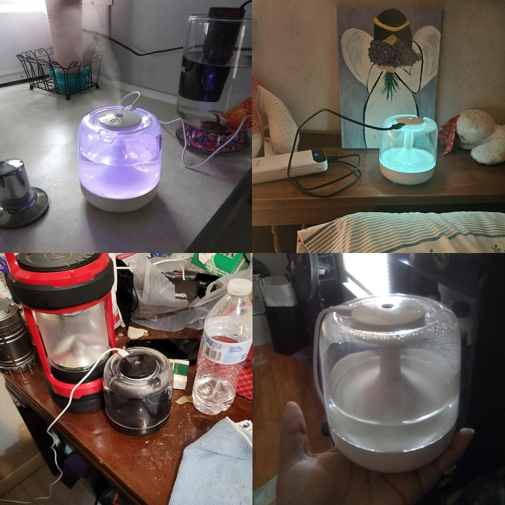 Cool Mist Humidifier with 7-Color Night Light & Transparent Tank, USB Quiet Humidifier 24H Runtime
