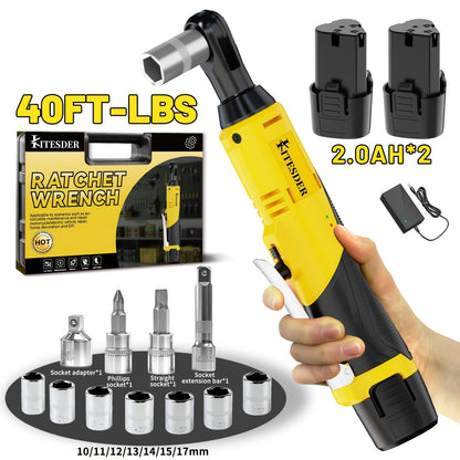 Electric Ratchet Wrench Set 12V Cordless with Lithium Battery, Fast Charge, Variable Speed Trigger