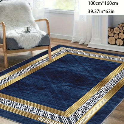 Area Rug Luxury Imitation Cashmere Machine Washable Non-Slip Plaid Checkered for Living Room Bedroom Dining Room Home Office Outdoor Camping