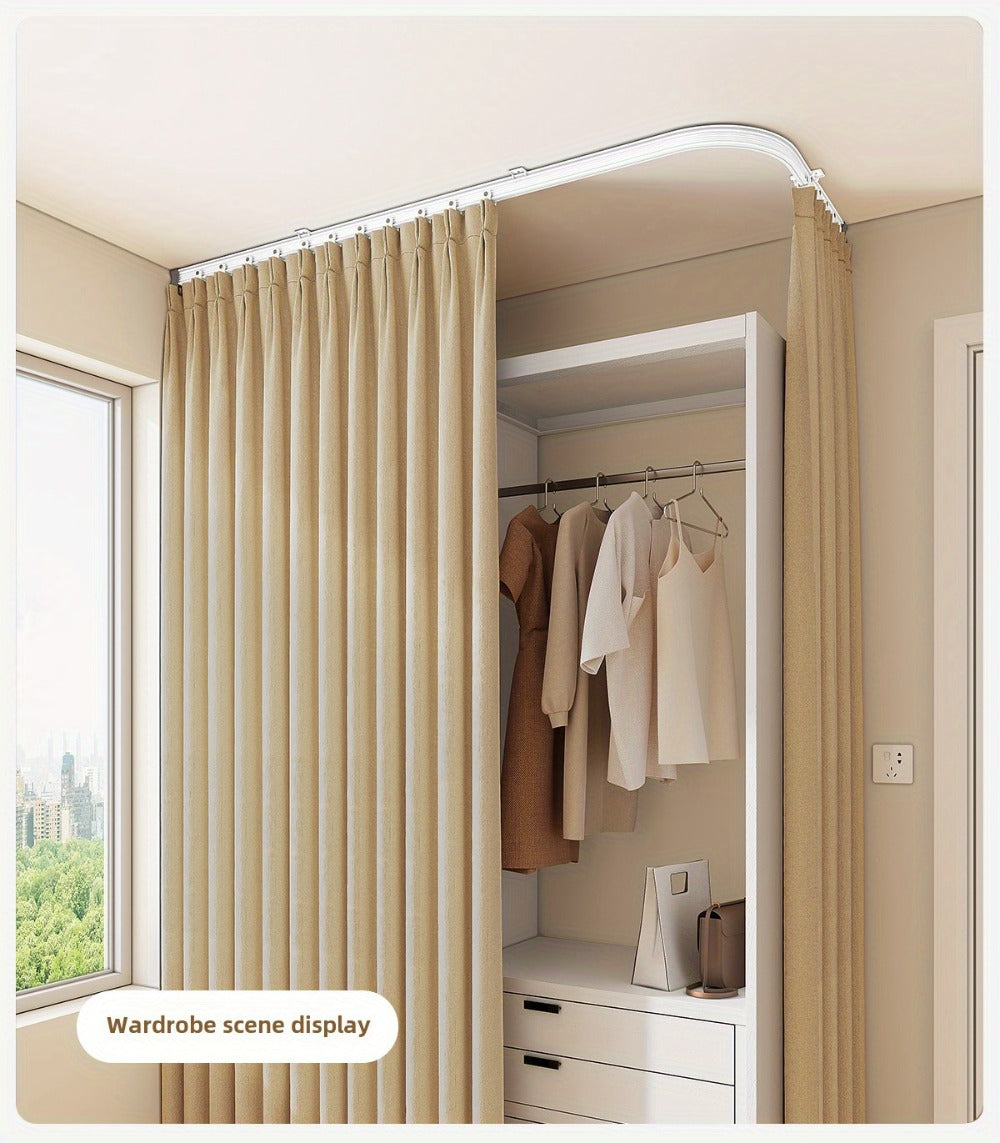 Flexible Curtain Rail Track, Bendable PVC Ceiling Mount Curtain Rod for Bay Window, Bathroom & Home Decor