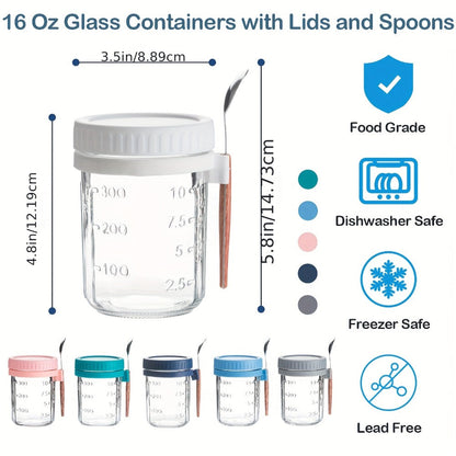 Overnight Oats Cups with Flip-Top Lids Meal Prep Jars Portable Containers for Cereal Yogurt Smoothies On-the-Go Meals Set of 4 or 6 Packs