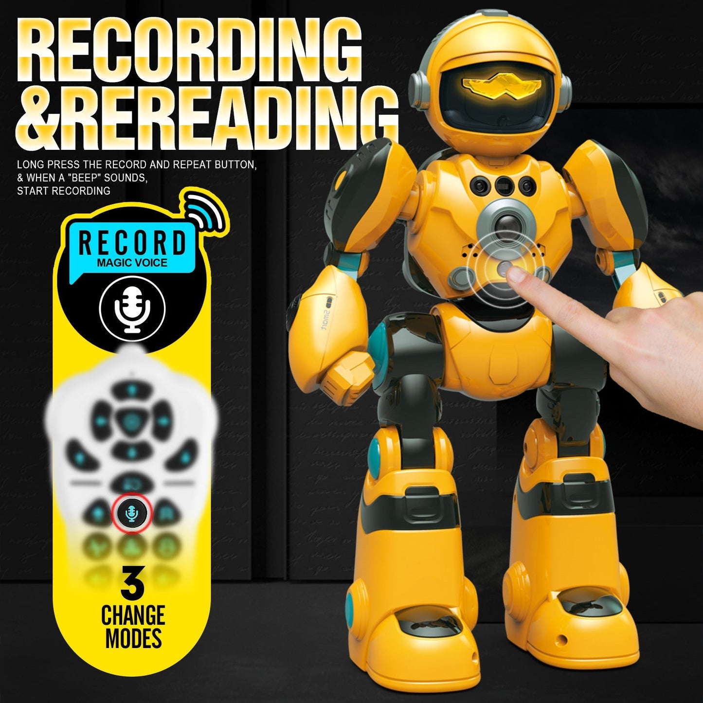 Gesture Control RC Robot Toy for Kids, Voice Recording, Programming, EMO LED Infrared Intelligent Interactive Robot