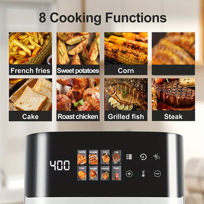 Air Fryer 5 Quart 8-in-1 Electric Hot Air Oven 1350W with LED Touchscreen & 360° Hot Air Circulation