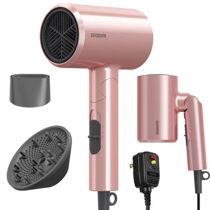 1875W Ionic Travel Hair Dryer Foldable with Diffuser & Concentrator Nozzle – Brushless Motor, 3 Heat Settings, 2 Speeds