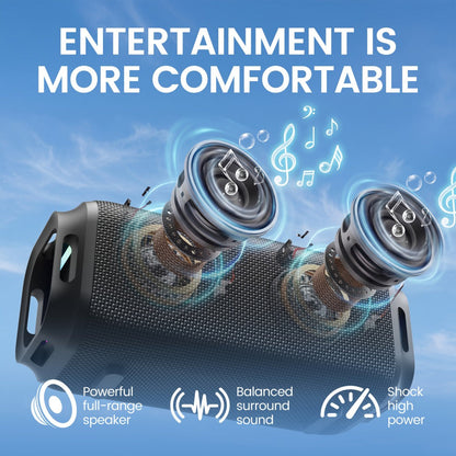 Indoor Outdoor Wireless Speaker Surround Sound Stereo Deep Bass USB AUX TF Card Compatible Portable Speaker System for Smartphones Tablets