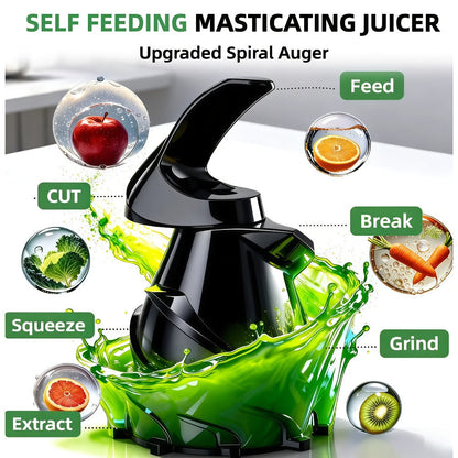 Masticating Juicer Cold Press - 4.25" Wide Feed Chute Auto-Feed Slow Juicer for Whole Fruits & Vegetables