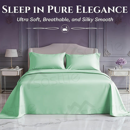 Fitted Sheet Bamboo Blend Deep Pocket Breathable Bed Sheet Set with Pillowcase