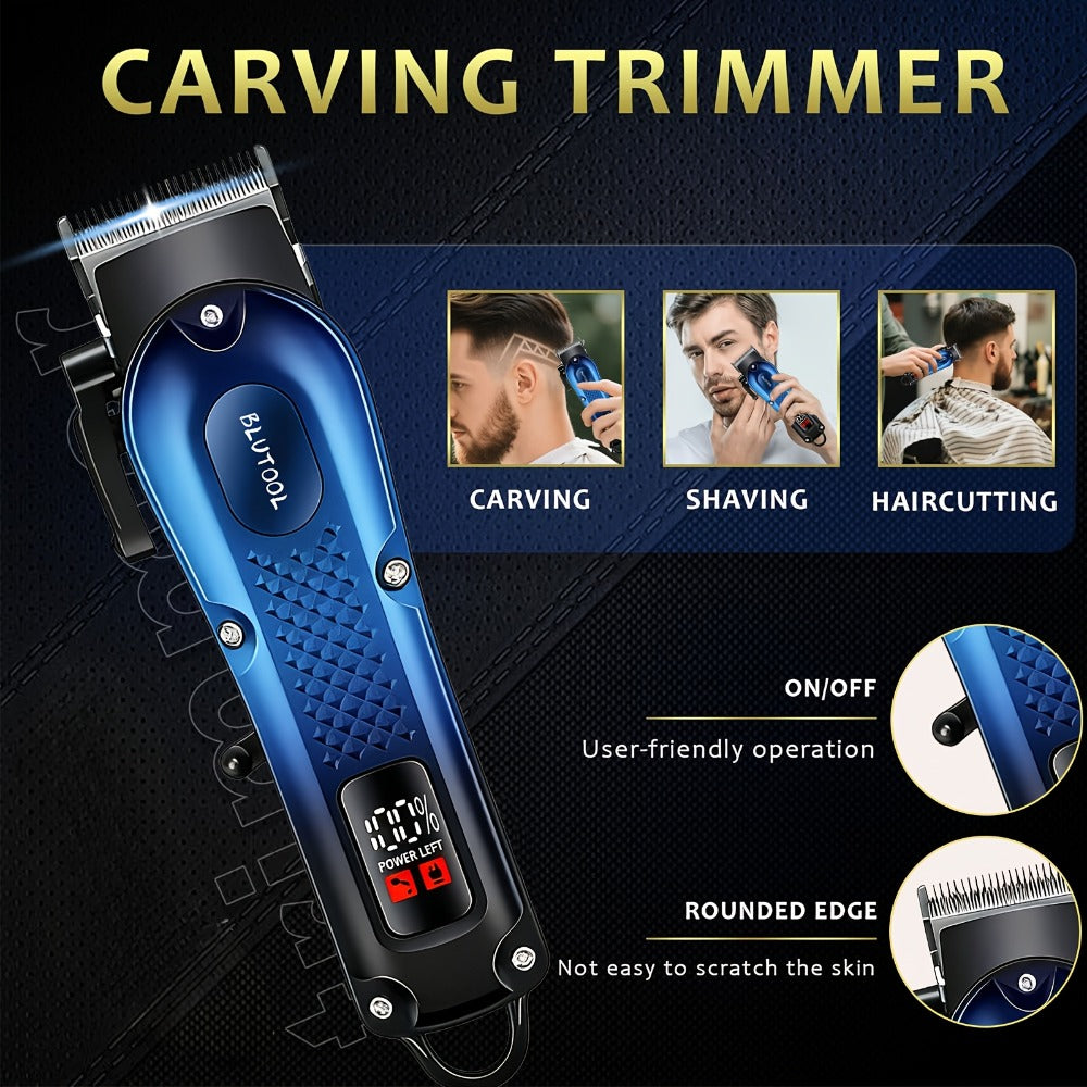 Electric Hair Trimmer & Beard Shaver Set for Men - Professional Rechargeable Hair Clipper with LED Display