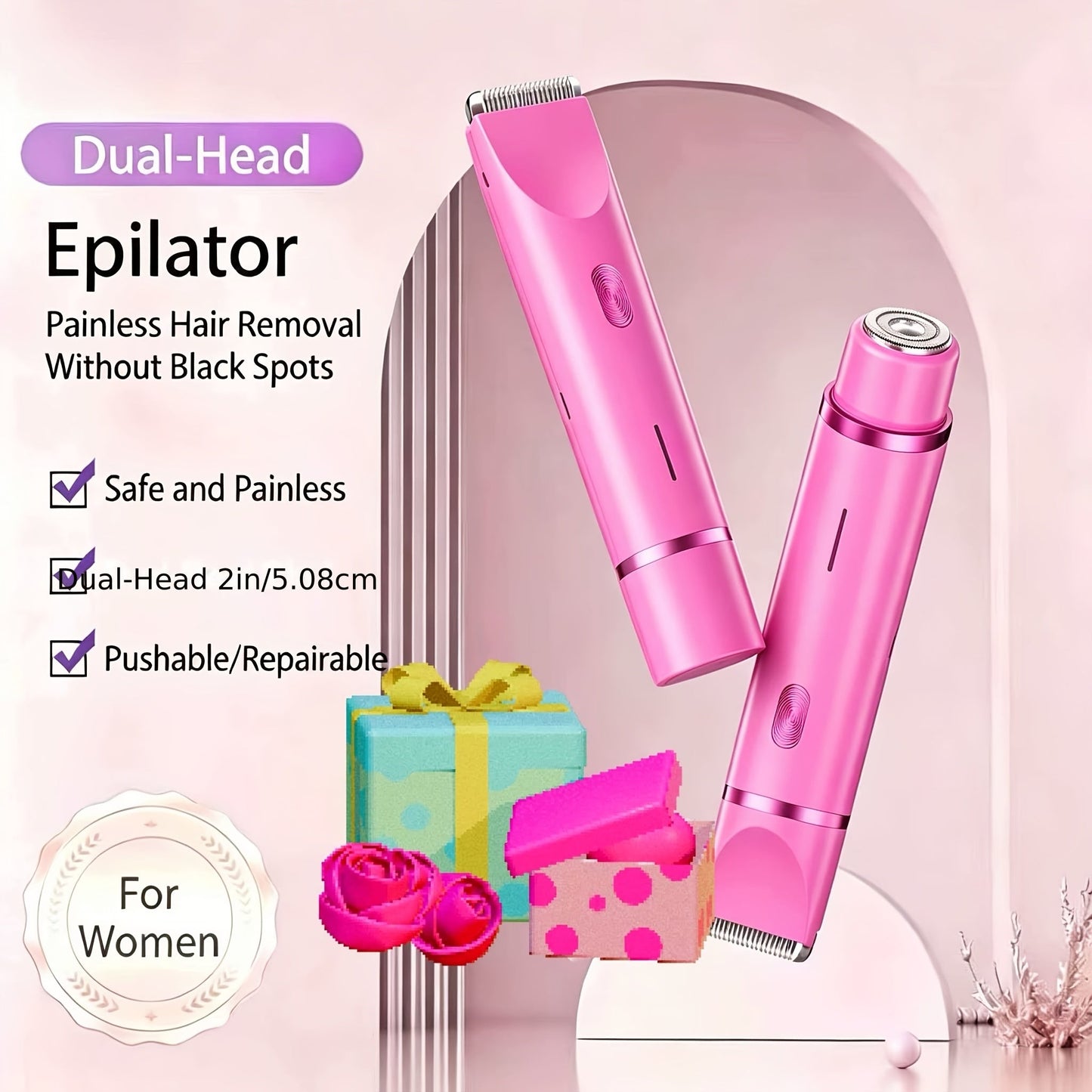 Electric Shaver for Women 4-in-1 Rechargeable Grooming Kit – Painless Hair Remover Eyebrow Trimmer Nose Hair Bikini Trimmer