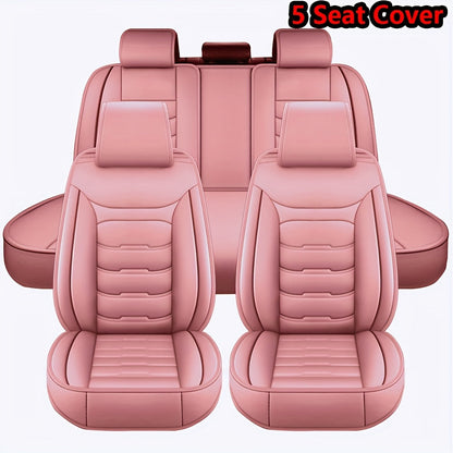 Car Seat Covers 5-Seat Faux Leather Set with Front Storage Pocket and Three Color Combinations