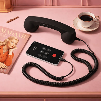 Anti-Radiation Phone Handset Retro USB-C Wired Receiver for Android, Built-in Mic, Grip, Plug-and-Play