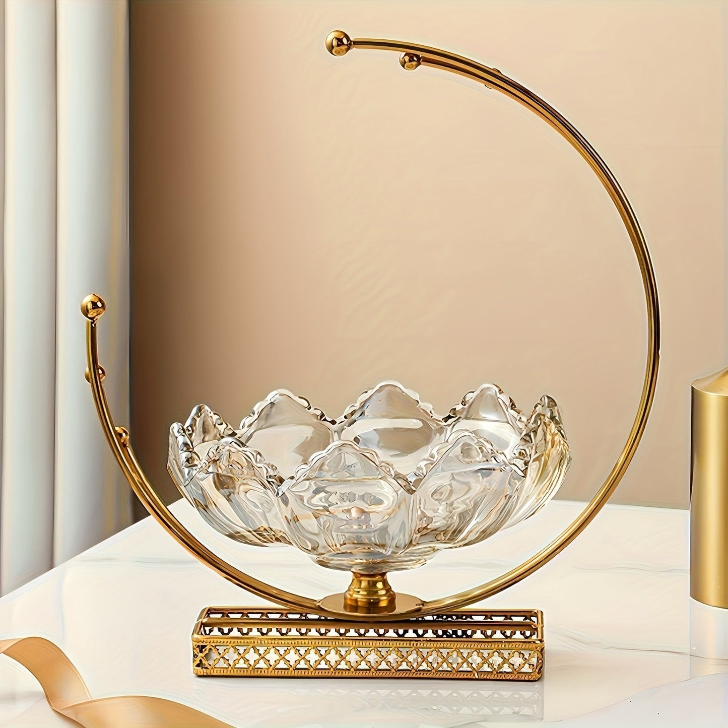 Glass Fruit Bowl Decorative Serving Tray – Modern Minimalist Centerpiece for Living Room, Dining & Kitchen | European Luxury Style Home