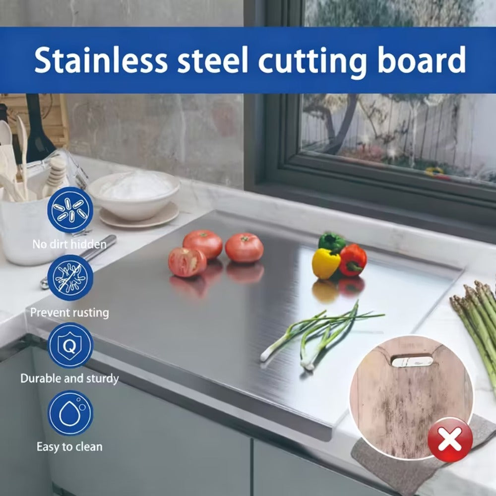 Cutting Boards for Kitchen, Stainless Steel Cutting Board Extra Large 27.5"×19.7" Double-Sided 304 Steel Board for Home & Commercial Kitchen