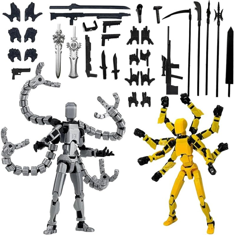 3D Printed Action Figure Set 2pcs T13 – 5.5 Inch Assembled Collectible Desktop Ornament Toy Figures for Game Enthusiasts
