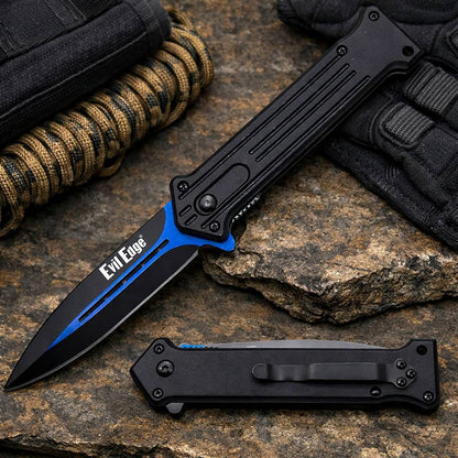 EDC Pocket Knife 440 Stainless Steel Blade – 8" Folding Knife with Aluminum Handle, Belt Clip & Liner Lock | Everyday Carry Tactical Knife