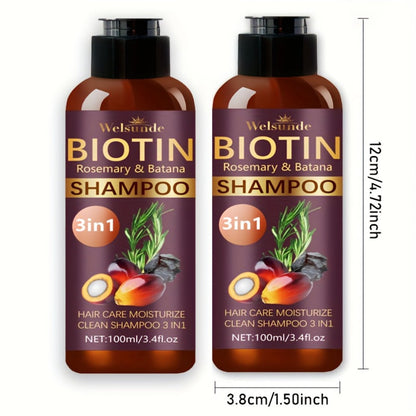 Biotin & Batana Oil Shampoo 2-Pack with Rosemary Extract – 3-in-1 Deep Moisture, Scalp Revitalizer & Damaged Hair Repair