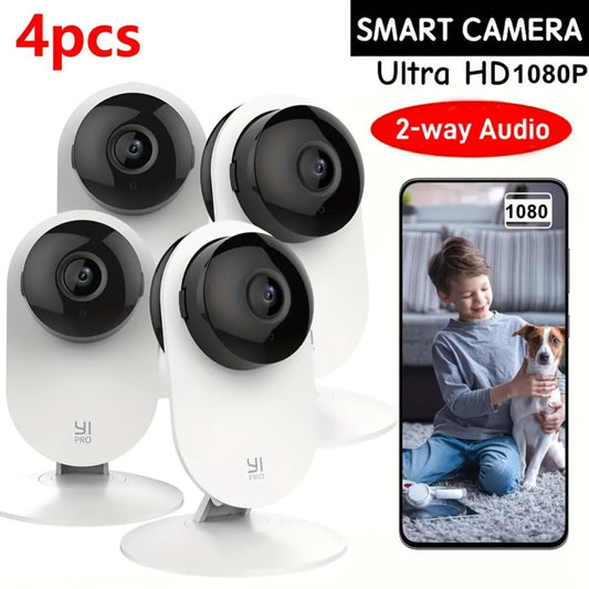 Security Camera 1080P Indoor Four-Pack with WiFi, Full-Color Night Vision, Two-Way Audio and Motion Alerts