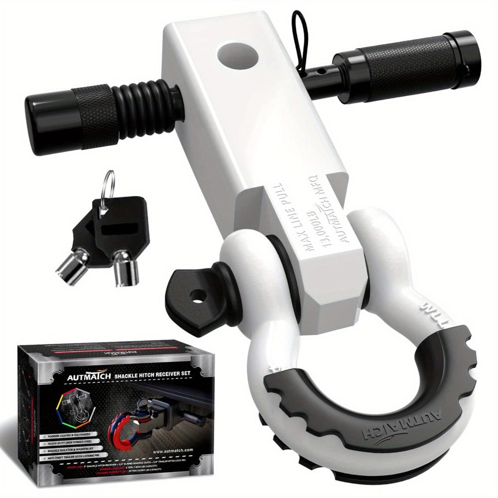 Shackle Hitch Receiver Kit 2 Inch – 45, 000 lbs Break Strength, Drop-Forged Steel, Lock Pin & D-Ring, Fits Truck RV ATV Boat, 8 Colors