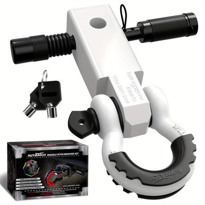 Shackle Hitch Receiver Kit 2 Inch – 45, 000 lbs Break Strength, Drop-Forged Steel, Lock Pin & D-Ring, Fits Truck RV ATV Boat, 8 Colors