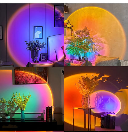 RGB Sunset Lamp Projection with Stand & Remote Control, USB Color Changing Sunset Light for Bedroom