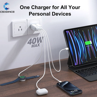 40W 4-Port USB-C Wall Charger 2-Pack PD 3.0 Fast Charging Block Cube for an Everyday Personal Care Routine