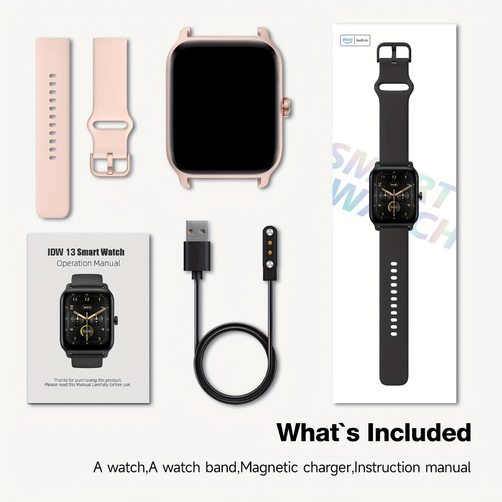 Smartwatch with Built-in Alexa FAWEIO 1.8" HD Touch Screen, Bluetooth Calling, 100+ Sport Modes, Fitness Tracker Heart Rate Sleep