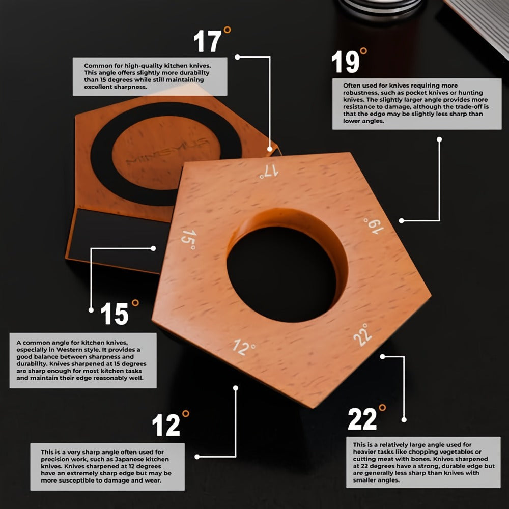 Rolling Knife Sharpener with Two-Angle or Five-Sided Magnetic Base Options in Wood Finish Design