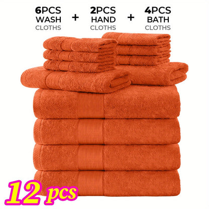 Towel Set 12 or 24 Piece Cotton Collection with Bath, Hand and Washcloth Formats in Seven Colors