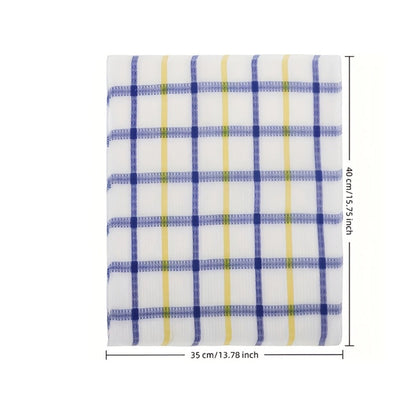 Twelve-Piece Waffle-Weave Kitchen Dishcloth Set, 12 x 12 Inches Each with Mixed Plaid Colors