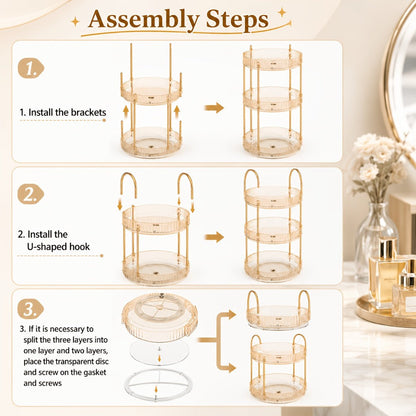 360 Rotating Makeup Organizer Skincare Storage Rack – Multi-Layer Detachable Cosmetic Organizer for Perfume, Lipstick, Skincare