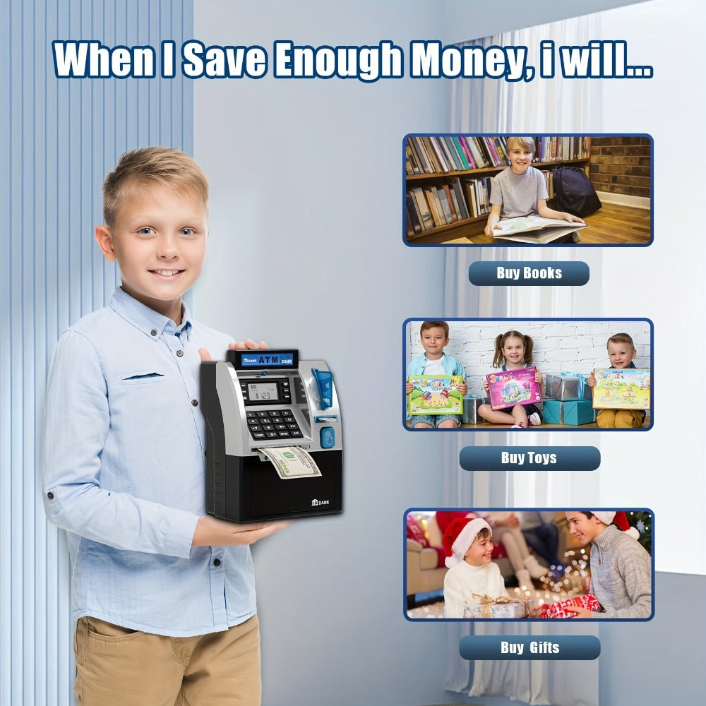 Electronic ATM Kids Piggy Bank with Password, Banknote & Coin Savings Bank for Boys Girls, Birthday Gift